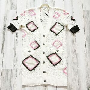 CHANEL White and Pink Cardigan
